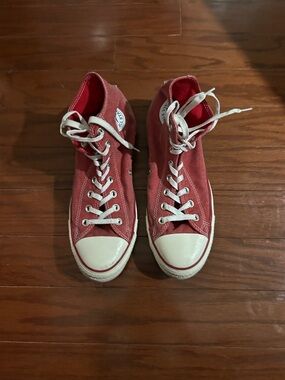 Converse Red Low-Top Canvas Sneakers with White Accents